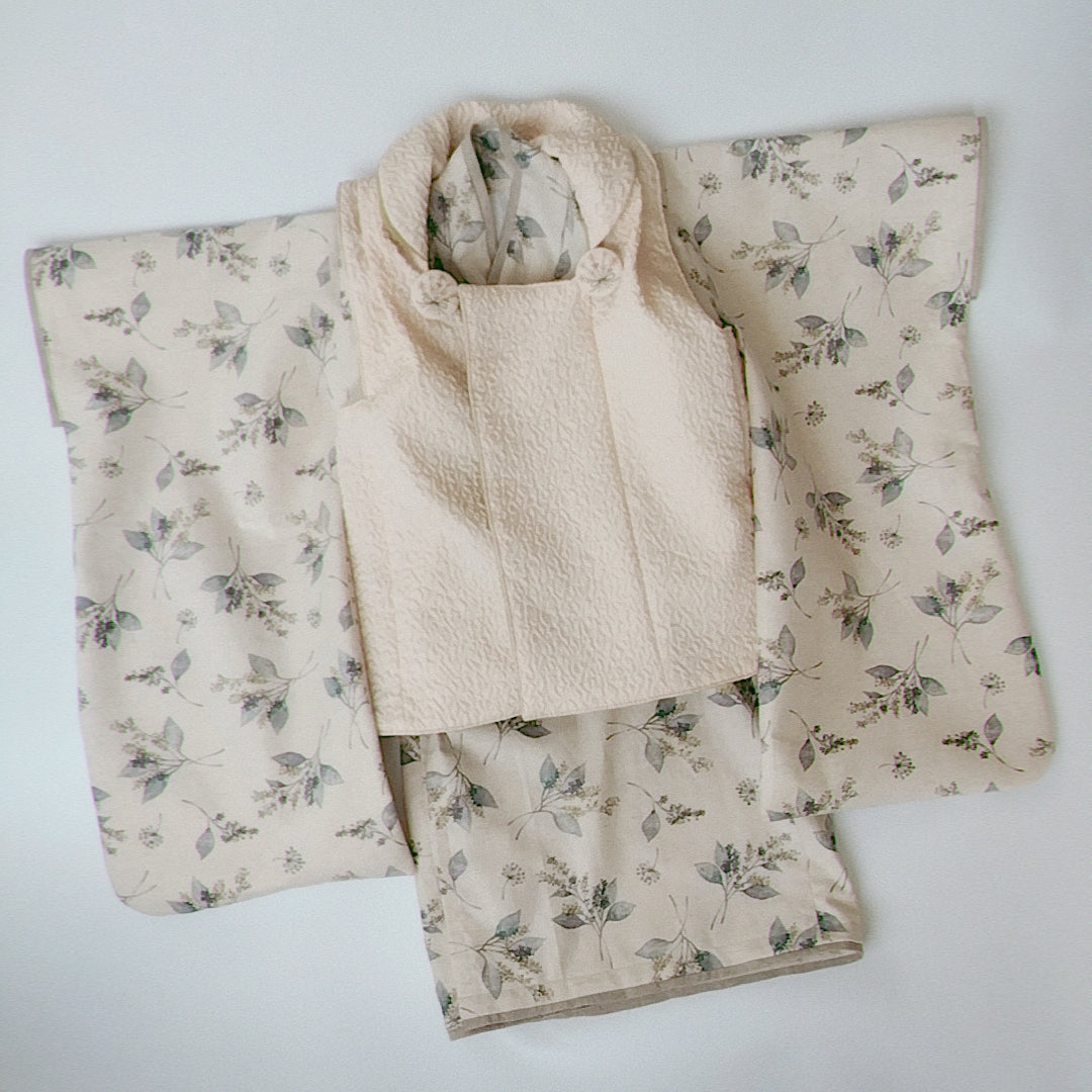 3歳 男の子 七五三着物&リバーシブル被布「北欧ボタニカル」