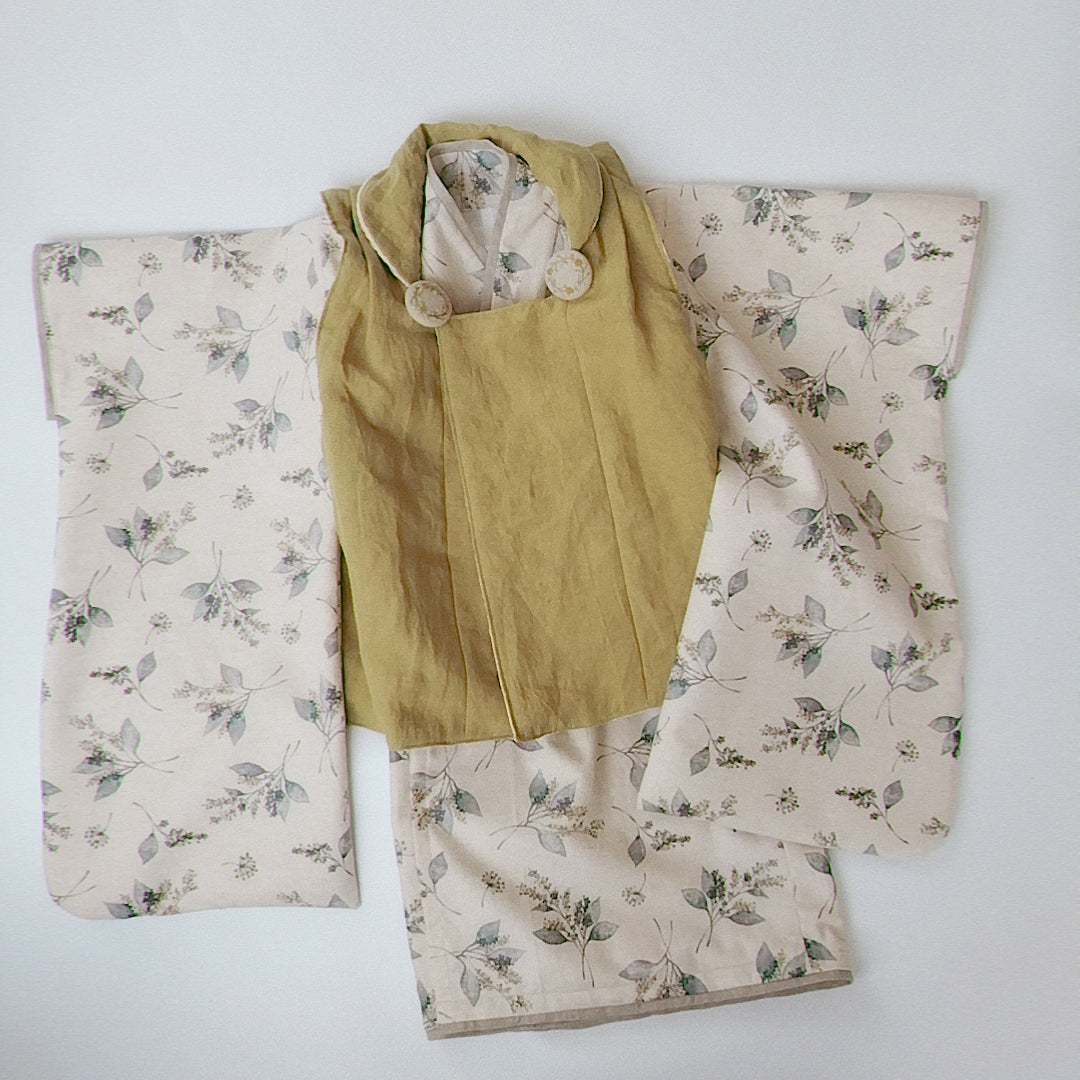 3歳 男の子 七五三着物&リバーシブル被布「北欧ボタニカル」