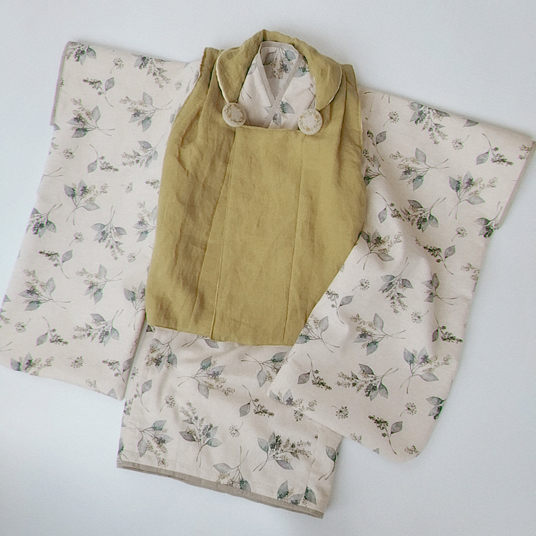 3歳 男の子 七五三着物&リバーシブル被布「北欧ボタニカル」