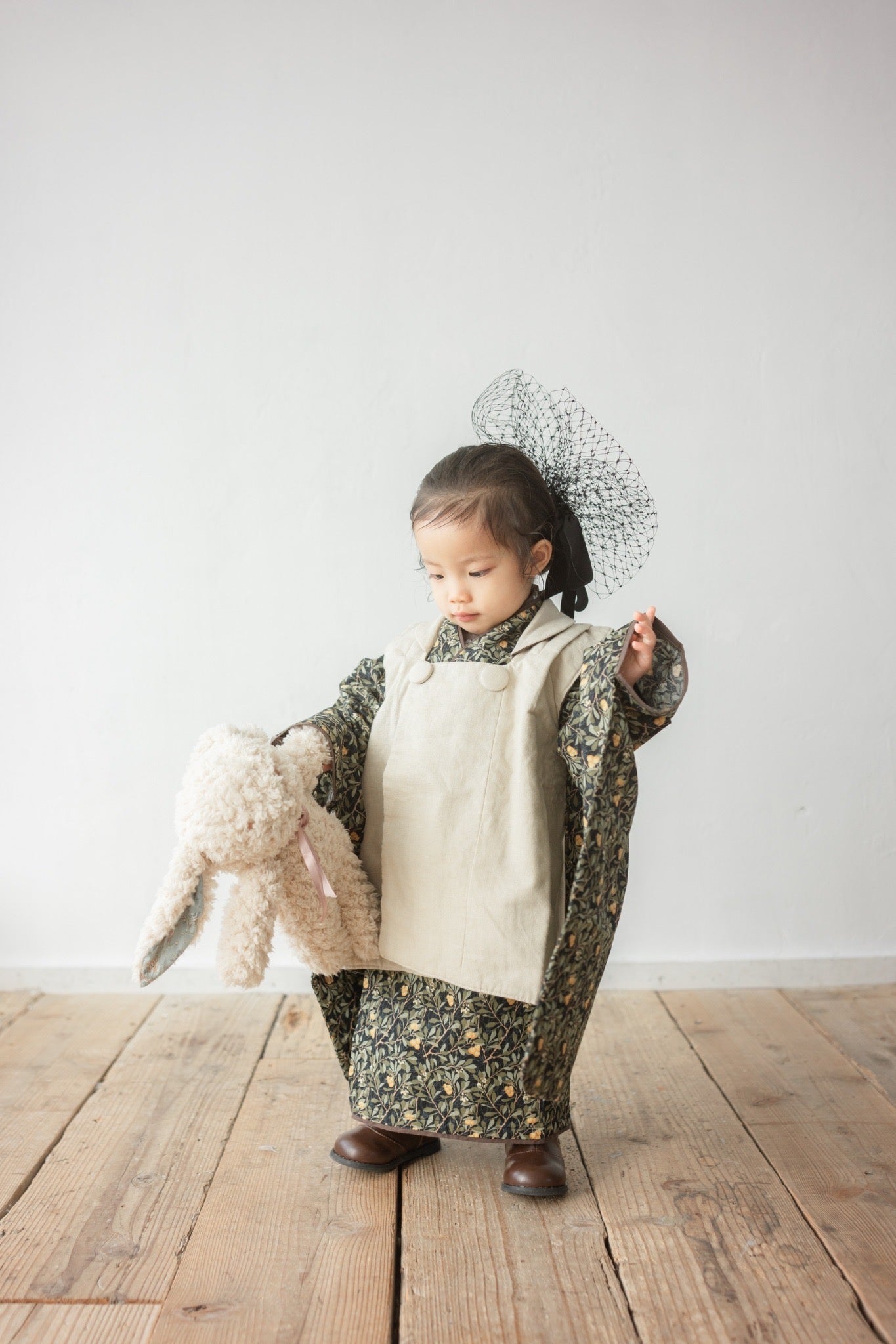 3歳 男の子 レンタル着物「10泊11日」753 リバーシブル被布(Blackモリス)