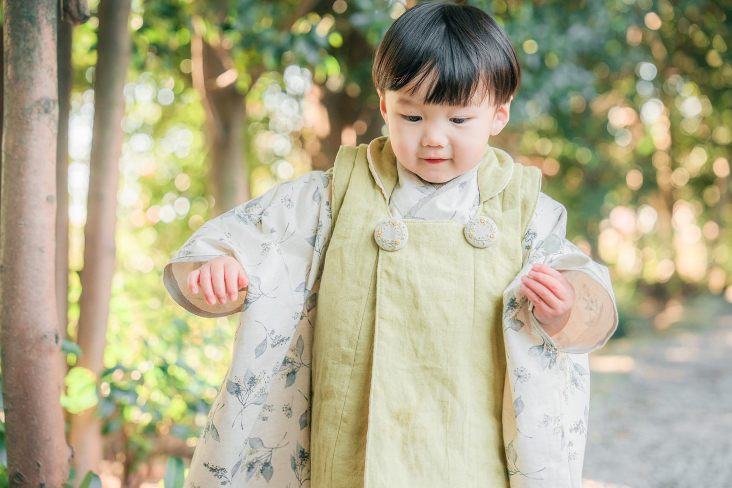 3歳 男の子 七五三着物&リバーシブル被布「北欧ボタニカル」