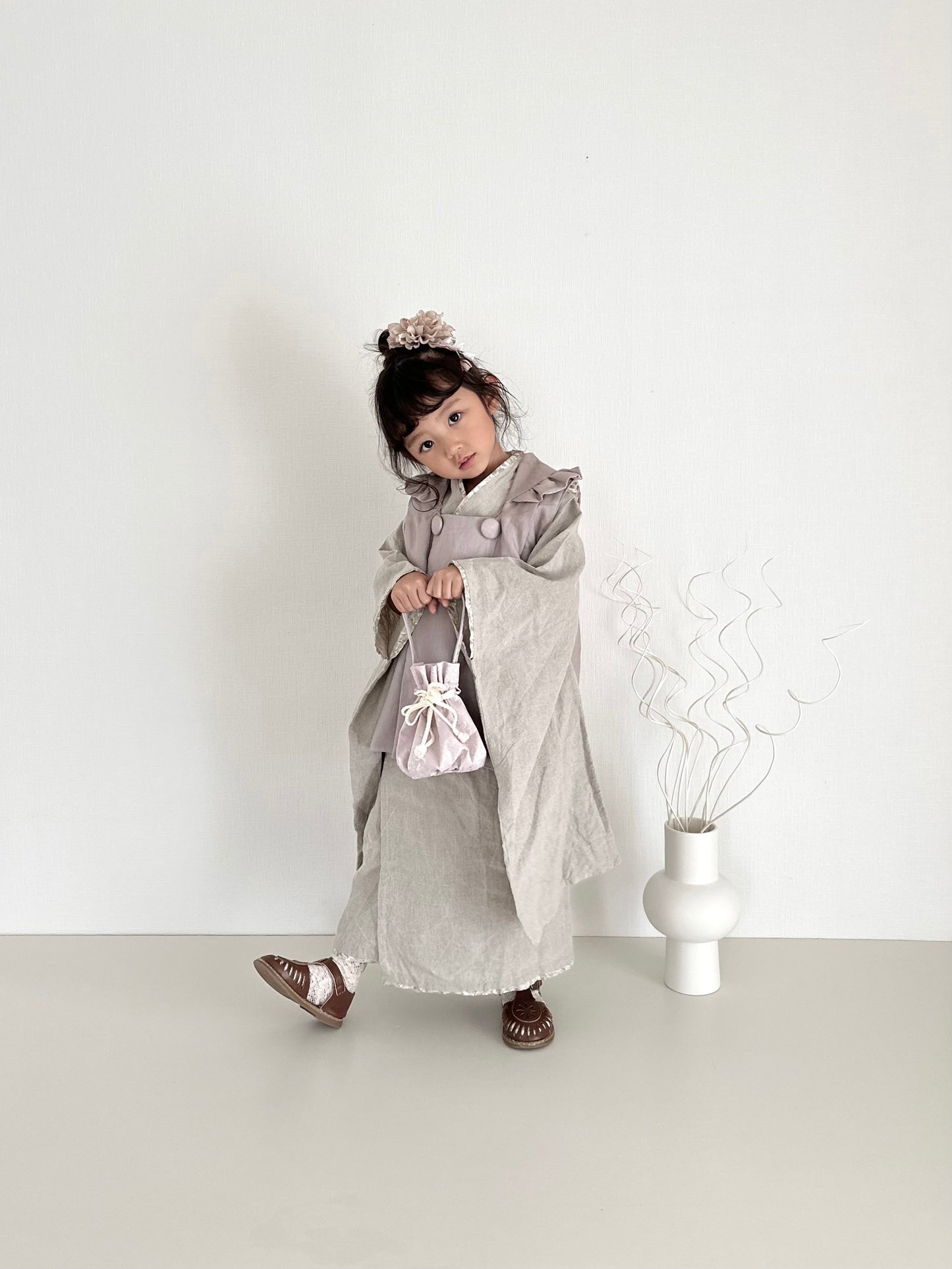 3歳 女の子 レンタル着物「10泊11日」753 リバーシブル被布(リネン)