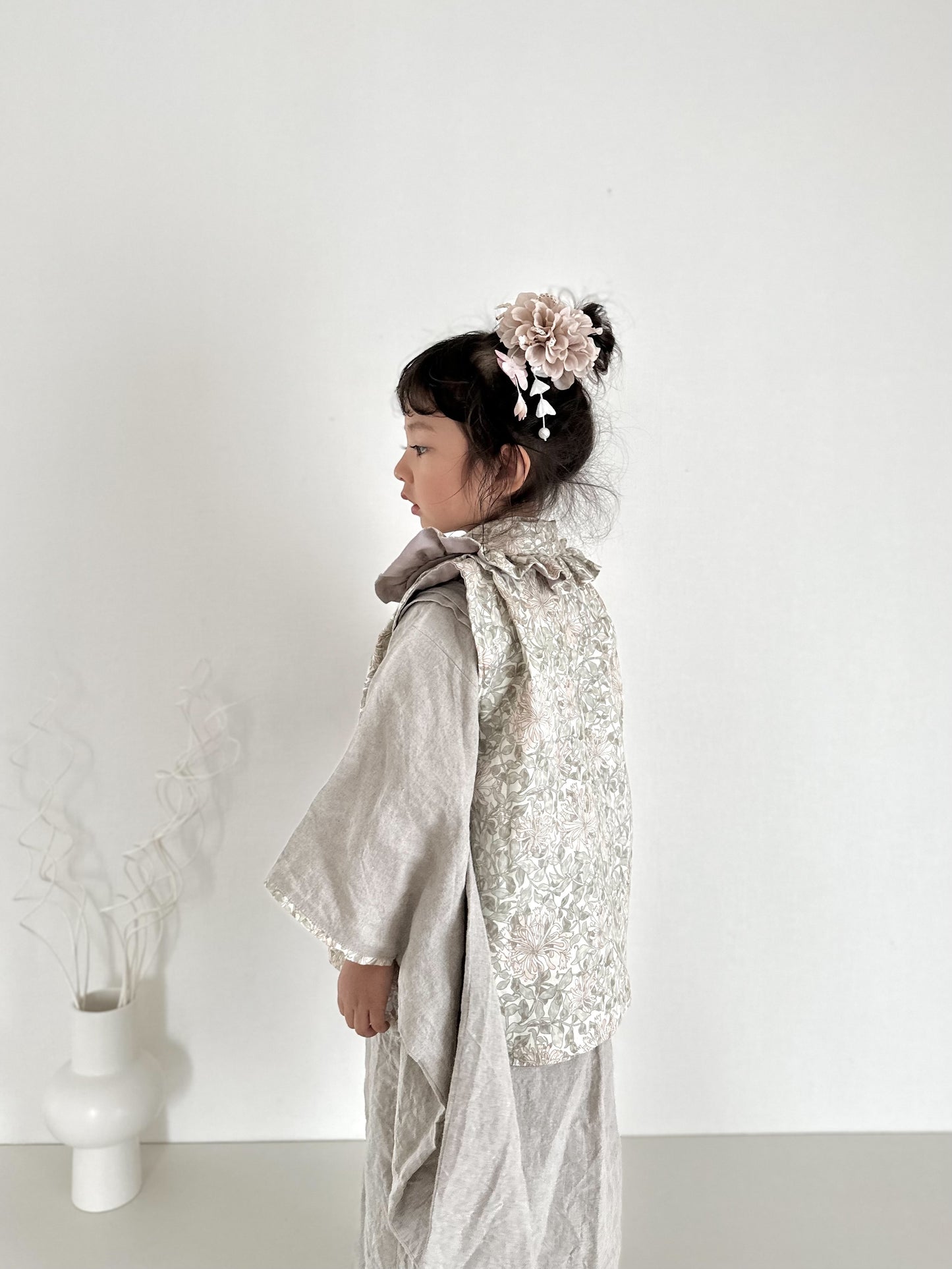 3歳 女の子 レンタル着物「10泊11日」753 リバーシブル被布(リネン)