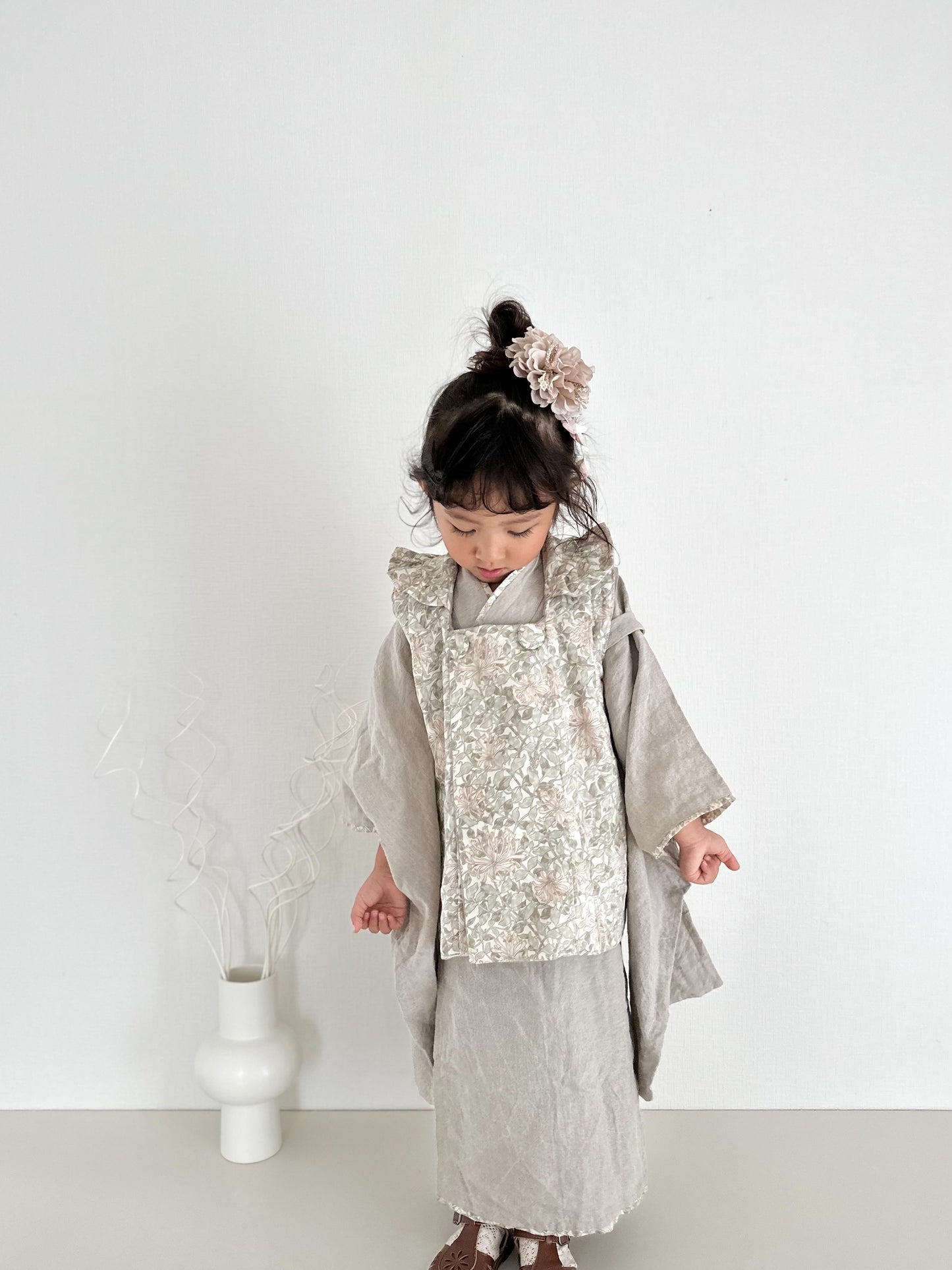 3歳 女の子 レンタル着物「10泊11日」753 リバーシブル被布(リネン)