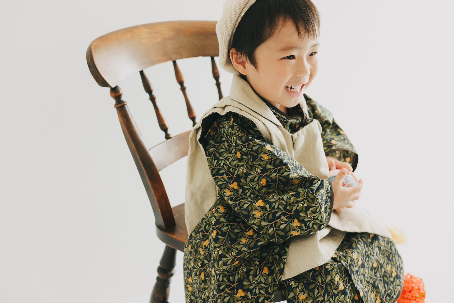 3歳 男の子 レンタル着物「10泊11日」753 リバーシブル被布(Blackモリス)