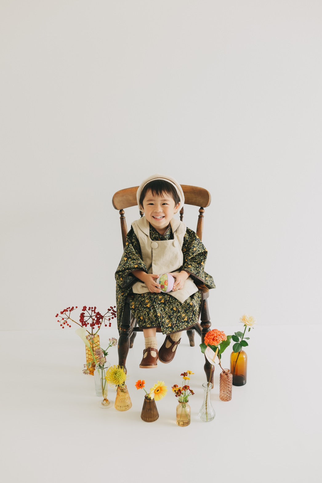 3歳 男の子 レンタル着物「10泊11日」753 リバーシブル被布(Blackモリス)