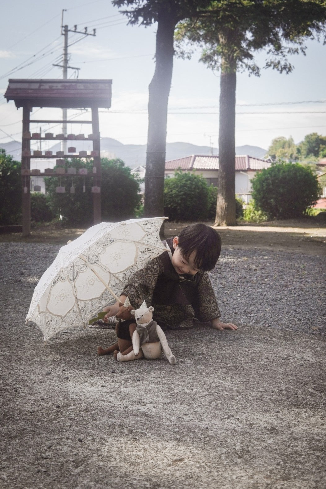 (erika様専用) 3歳 5歳 男の子 レンタル着物「10泊11日」753 リバーシブル被布(Brownモリス)