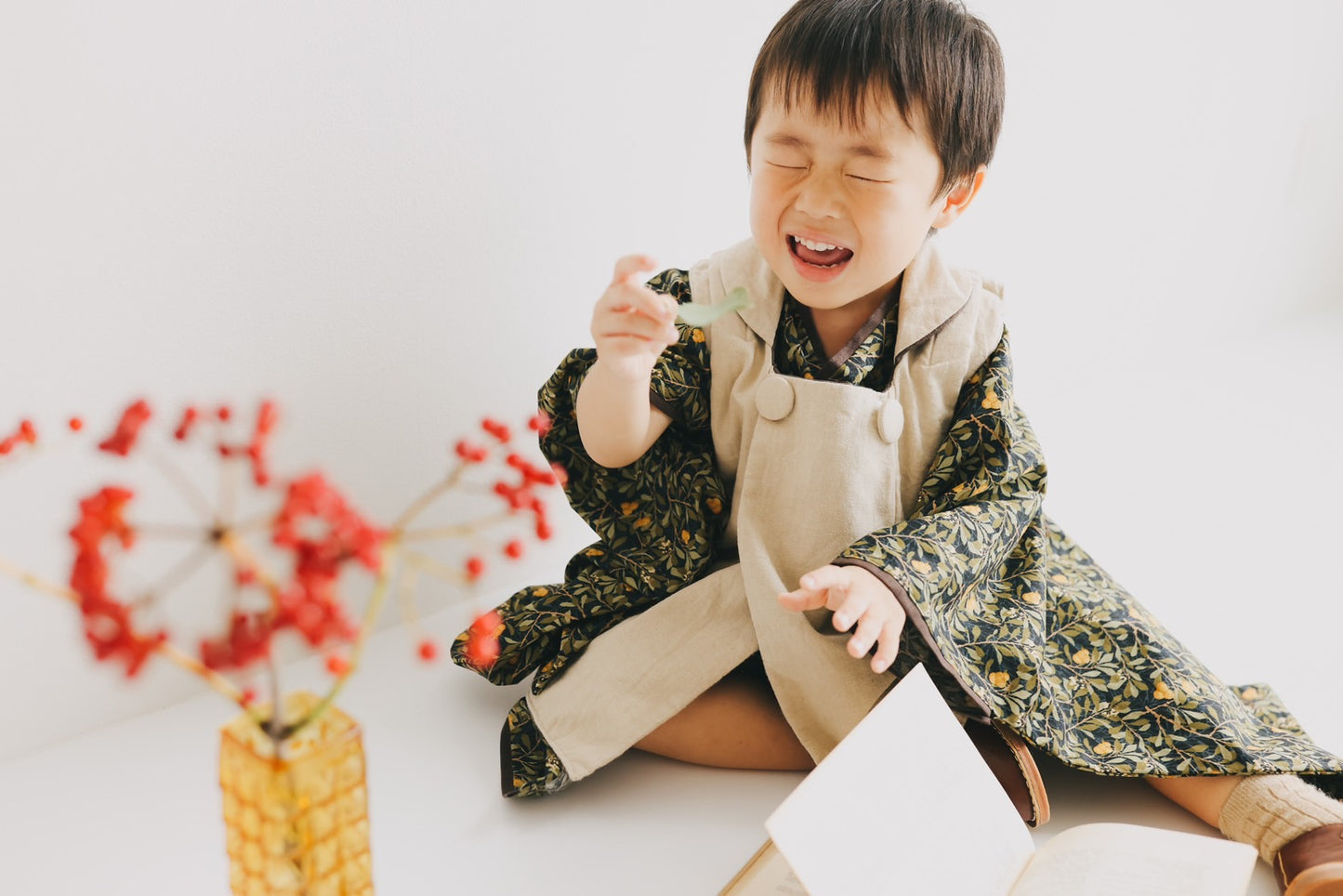 3歳 男の子 レンタル着物「10泊11日」753 リバーシブル被布(Blackモリス)