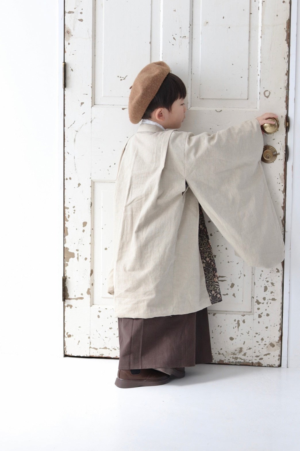 (erika様専用) 3歳 5歳 男の子 レンタル着物「10泊11日」753 リバーシブル被布(Brownモリス)