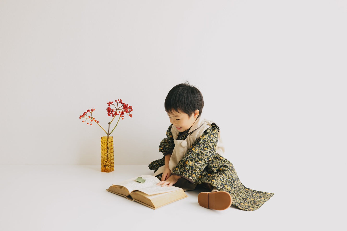 3歳 男の子 レンタル着物「10泊11日」753 リバーシブル被布(Blackモリス)