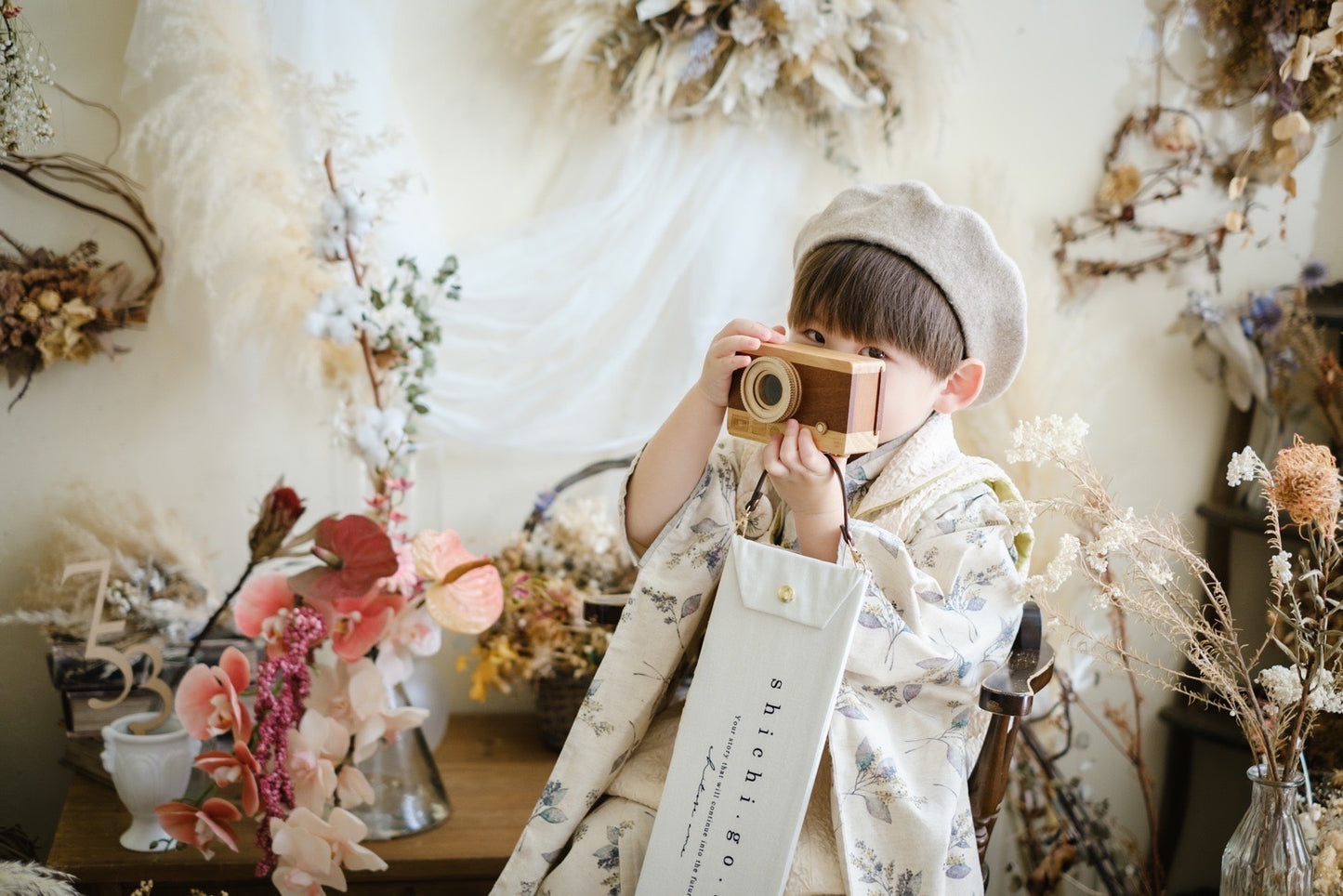 3歳 男の子 レンタル着物「10泊11日」753(北欧ボタニカル)