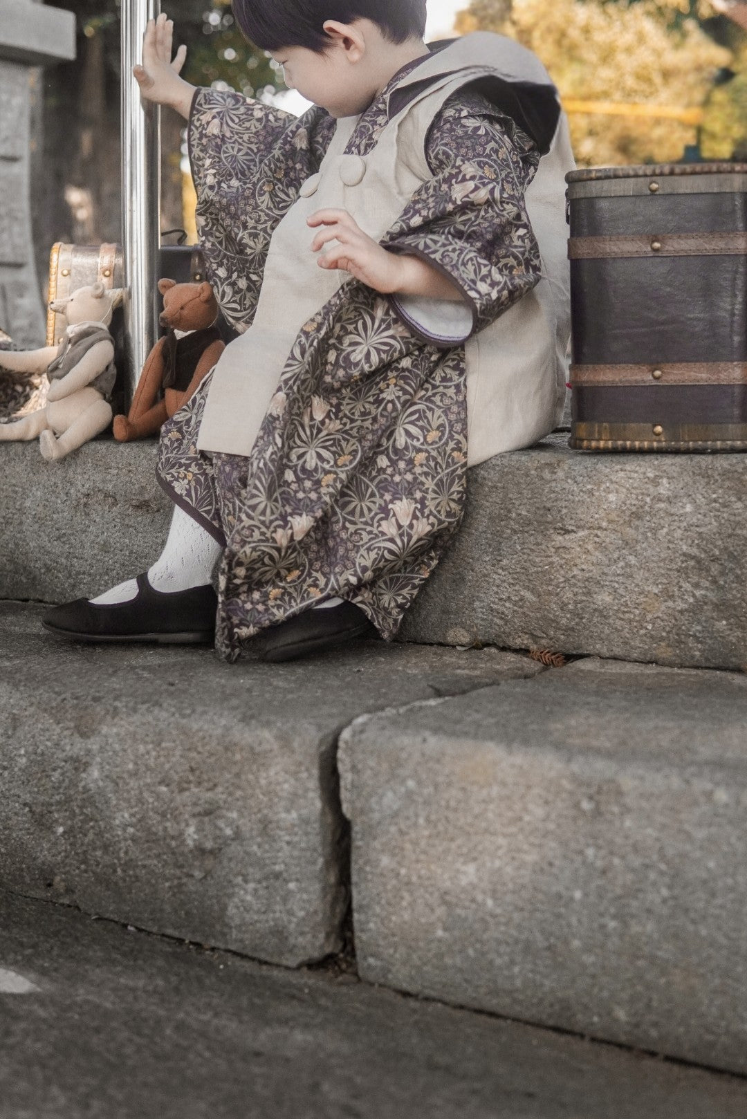 (erika様専用) 3歳 5歳 男の子 レンタル着物「10泊11日」753 リバーシブル被布(Brownモリス)