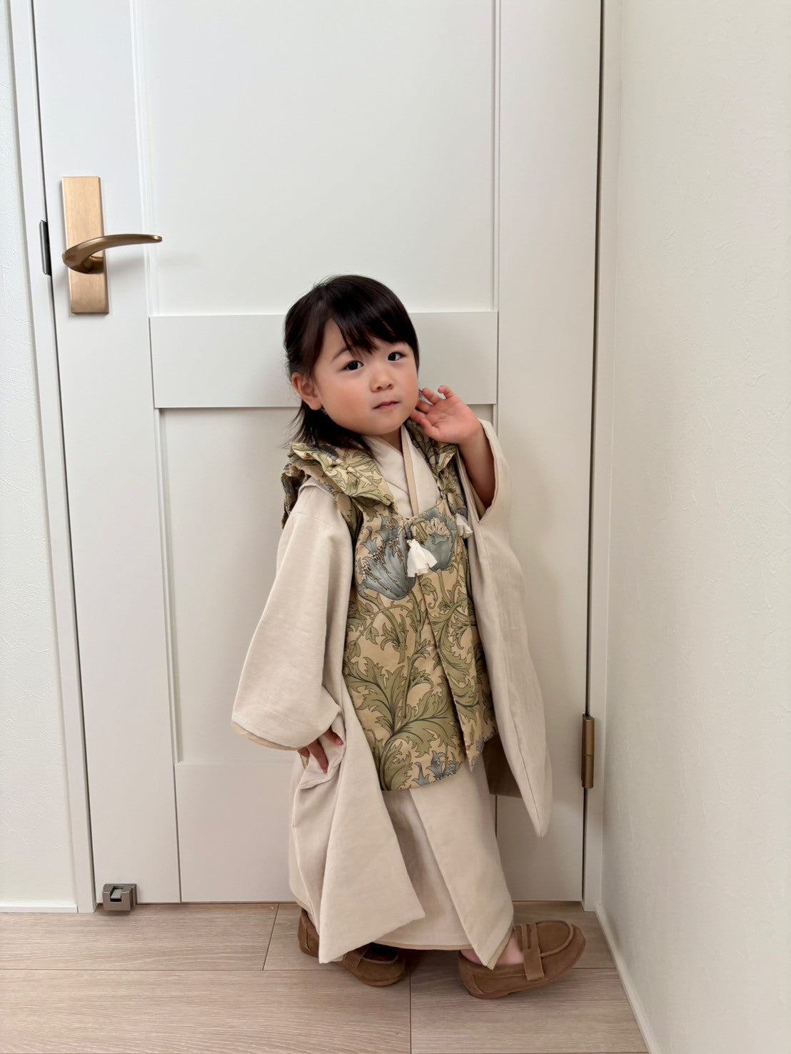 3歳 女の子 レンタル着物「10泊11日」753 リバーシブル被布(シフォン)