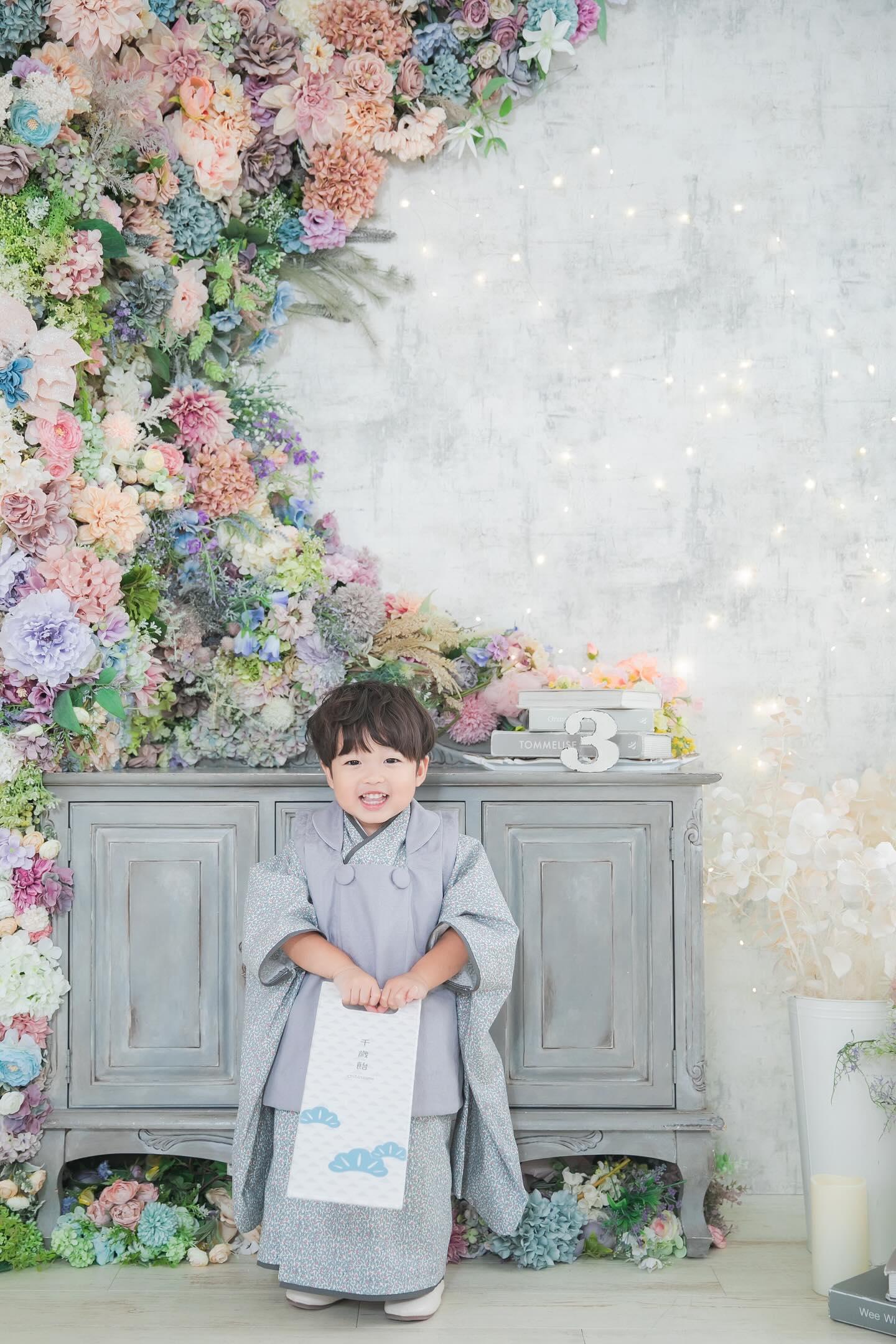 3歳 男の子 レンタル着物「10泊11日」753(Greyリバティ)