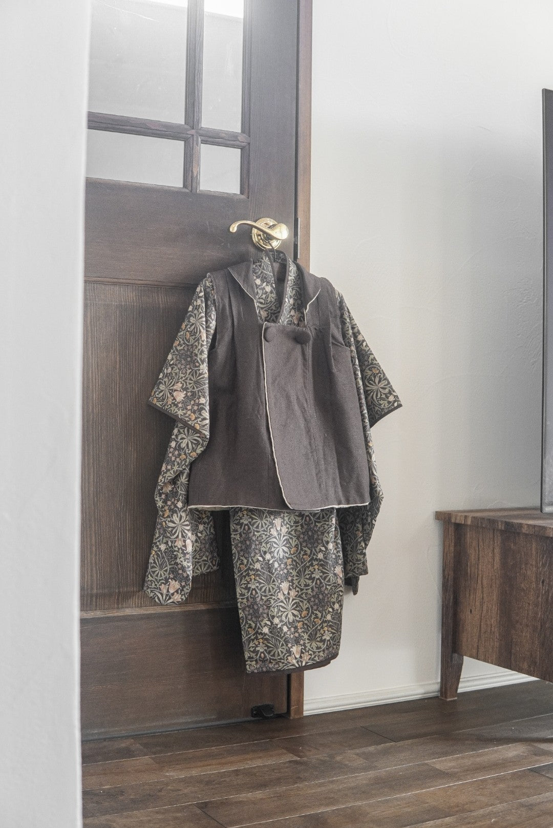 (erika様専用) 3歳 5歳 男の子 レンタル着物「10泊11日」753 リバーシブル被布(Brownモリス)