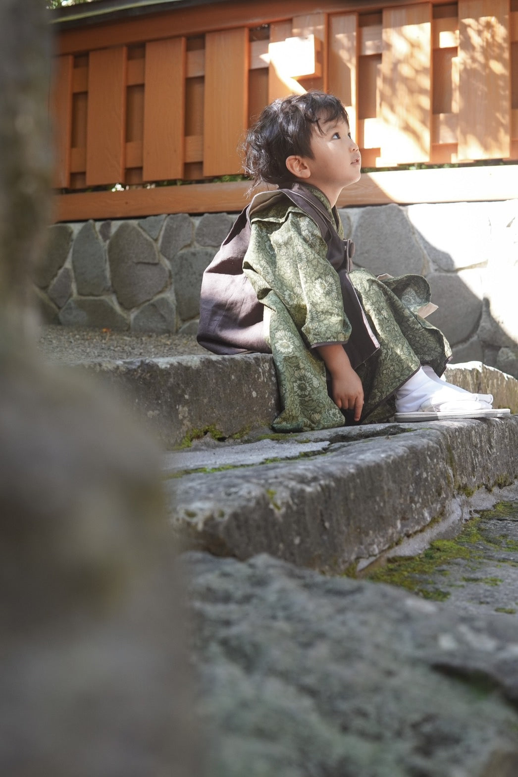 3歳 男の子 レンタル着物「10泊11日」753 リバーシブル被布(Greenモリス)