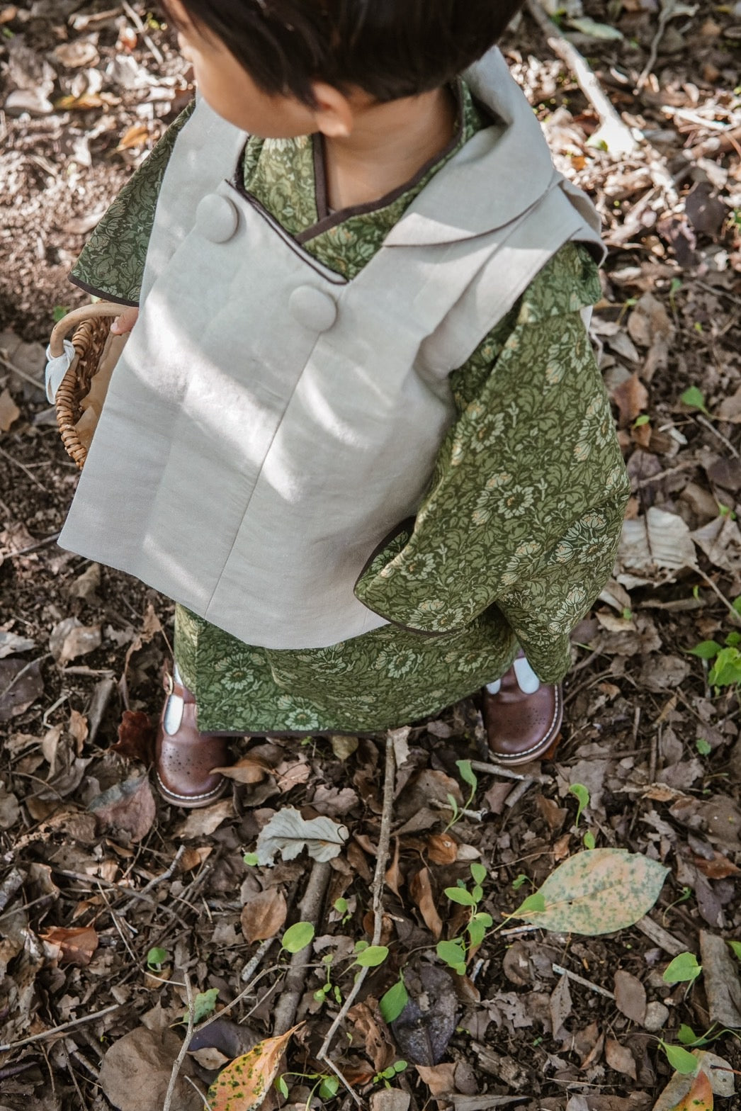 3歳 男の子 レンタル着物「10泊11日」753 リバーシブル被布(Greenモリス)