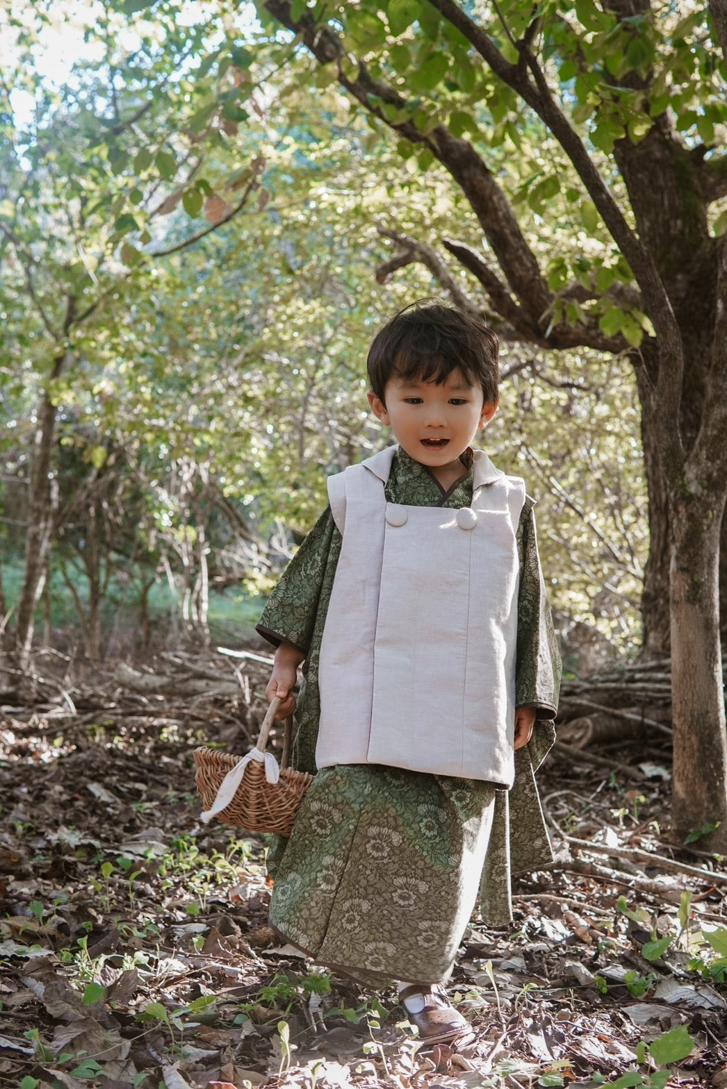 3歳 男の子 レンタル着物「10泊11日」753 リバーシブル被布(Greenモリス)