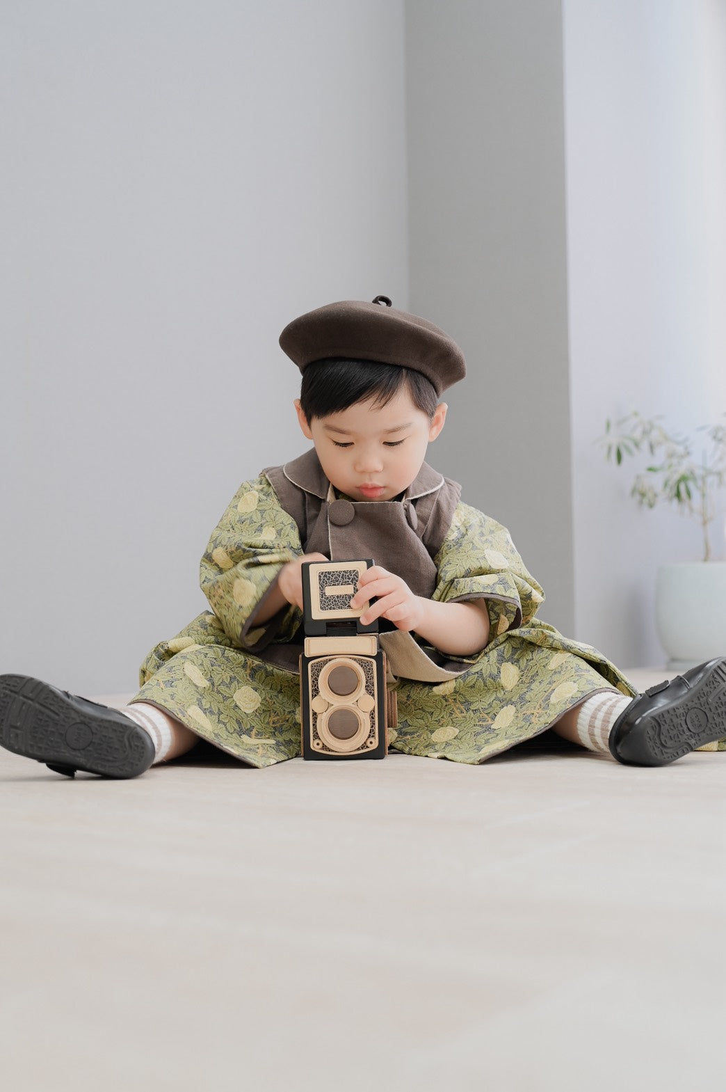 モリス柄 子供着物&リバーシブル被布 七五三 3歳 男の子 753 キッズ 浴衣