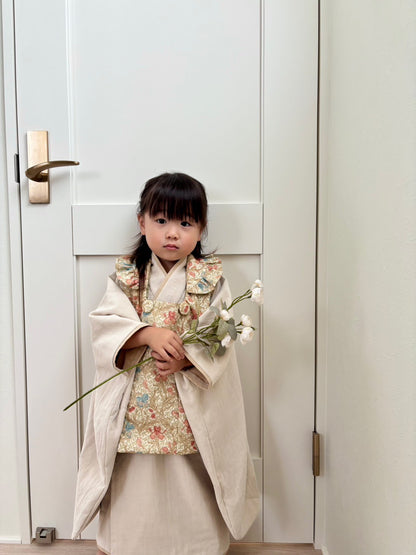 3歳 女の子 レンタル着物「10泊11日」753 リバーシブル被布（シフォン）