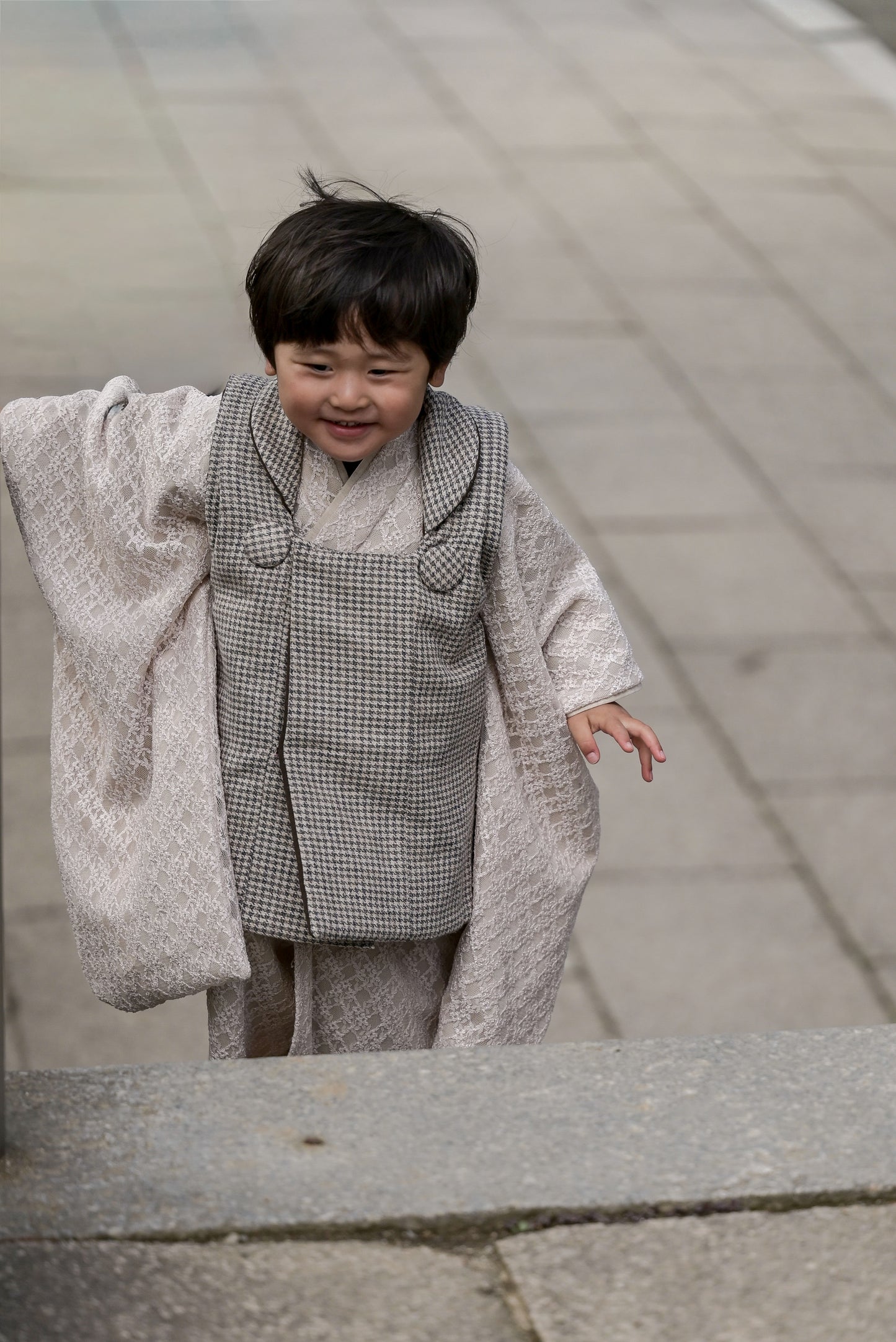 3歳 男の子 レンタル着物「10泊11日」753 リバーシブル被布（淡色レース）