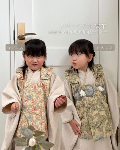 3歳 女の子 レンタル着物「10泊11日」753 リバーシブル被布（シフォン）