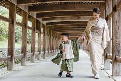 3歳 男の子 レンタル着物「10泊11日」753 リバーシブル被布（Greenモリス）