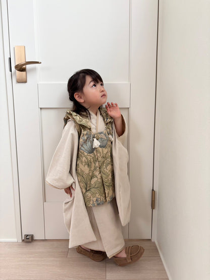 3歳 女の子 レンタル着物「10泊11日」753 リバーシブル被布（シフォン）