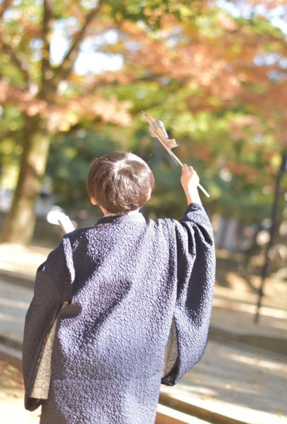 5歳 男の子 レンタル着物「10泊11日」リバーシブル羽織 袴（モリス ゴールデンリリー）