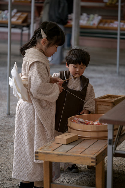 3歳 男の子 レンタル着物「10泊11日」753 リバーシブル被布（淡色レース）
