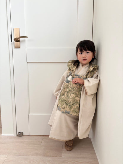 3歳 女の子 レンタル着物「10泊11日」753 リバーシブル被布（シフォン）