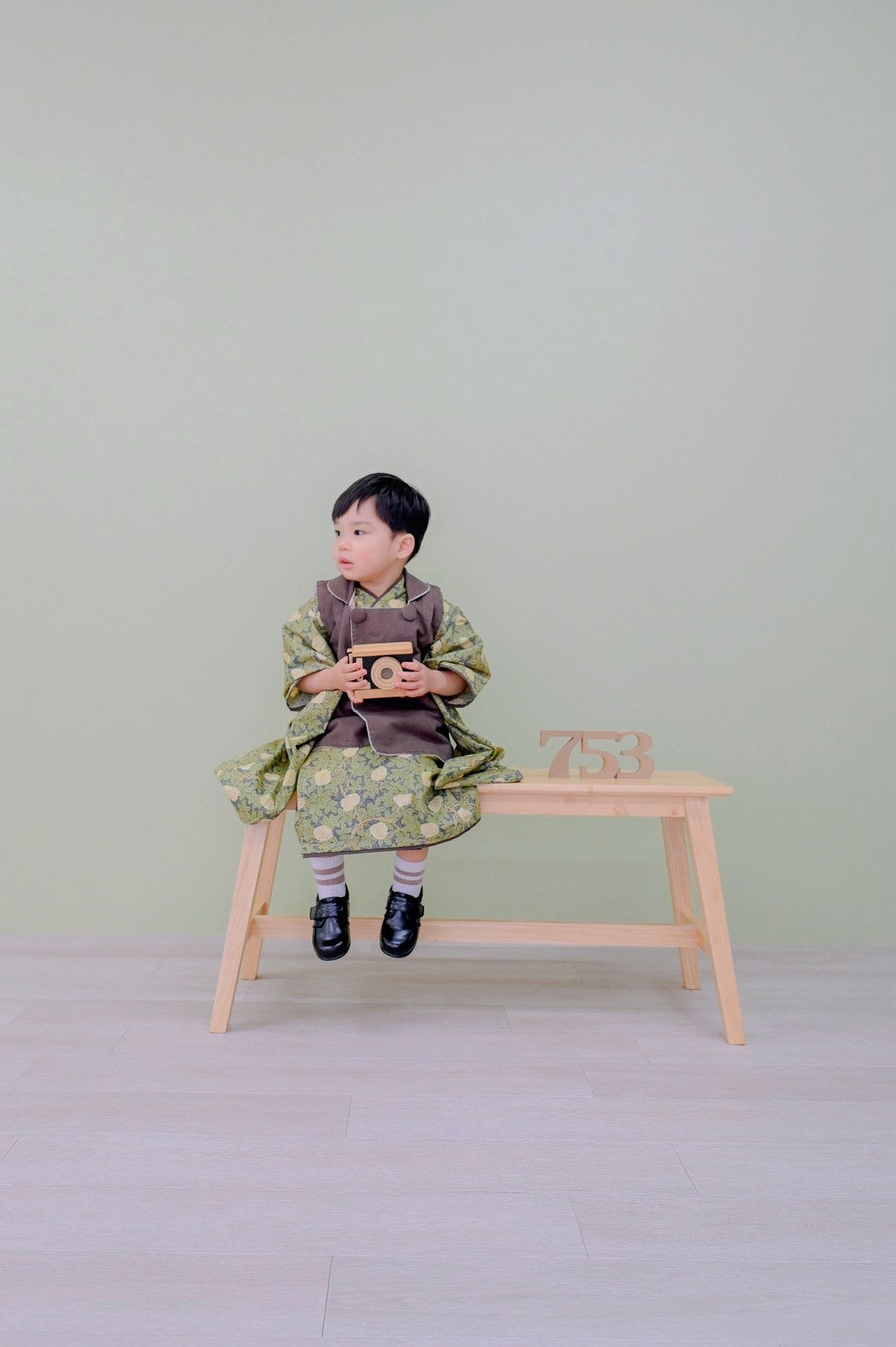 3歳 男の子 レンタル着物「10泊11日」753 リバーシブル被布（Roseモリス）