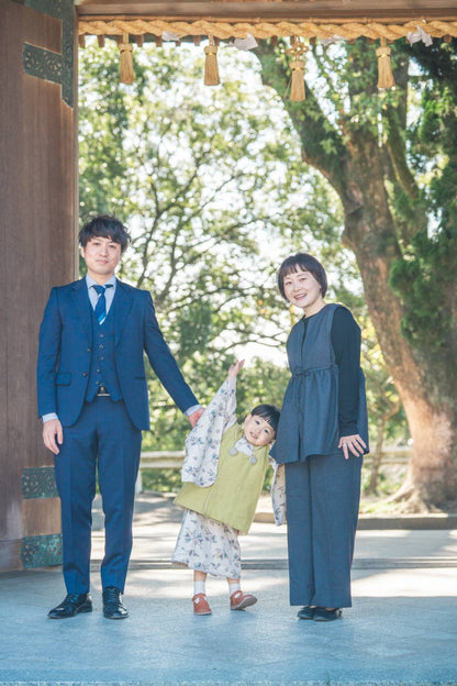 北欧ボタニカル柄 子供着物＆リバーシブル被布 七五三 3歳 男の子 女の子 753 キッズ 浴衣