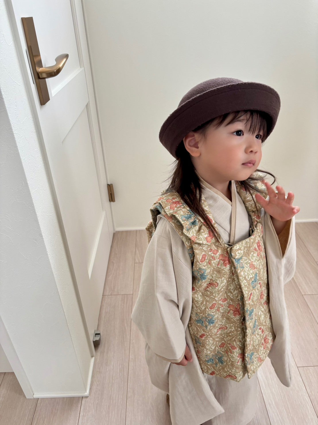 3歳 女の子 レンタル着物「10泊11日」753 リバーシブル被布（シフォン）