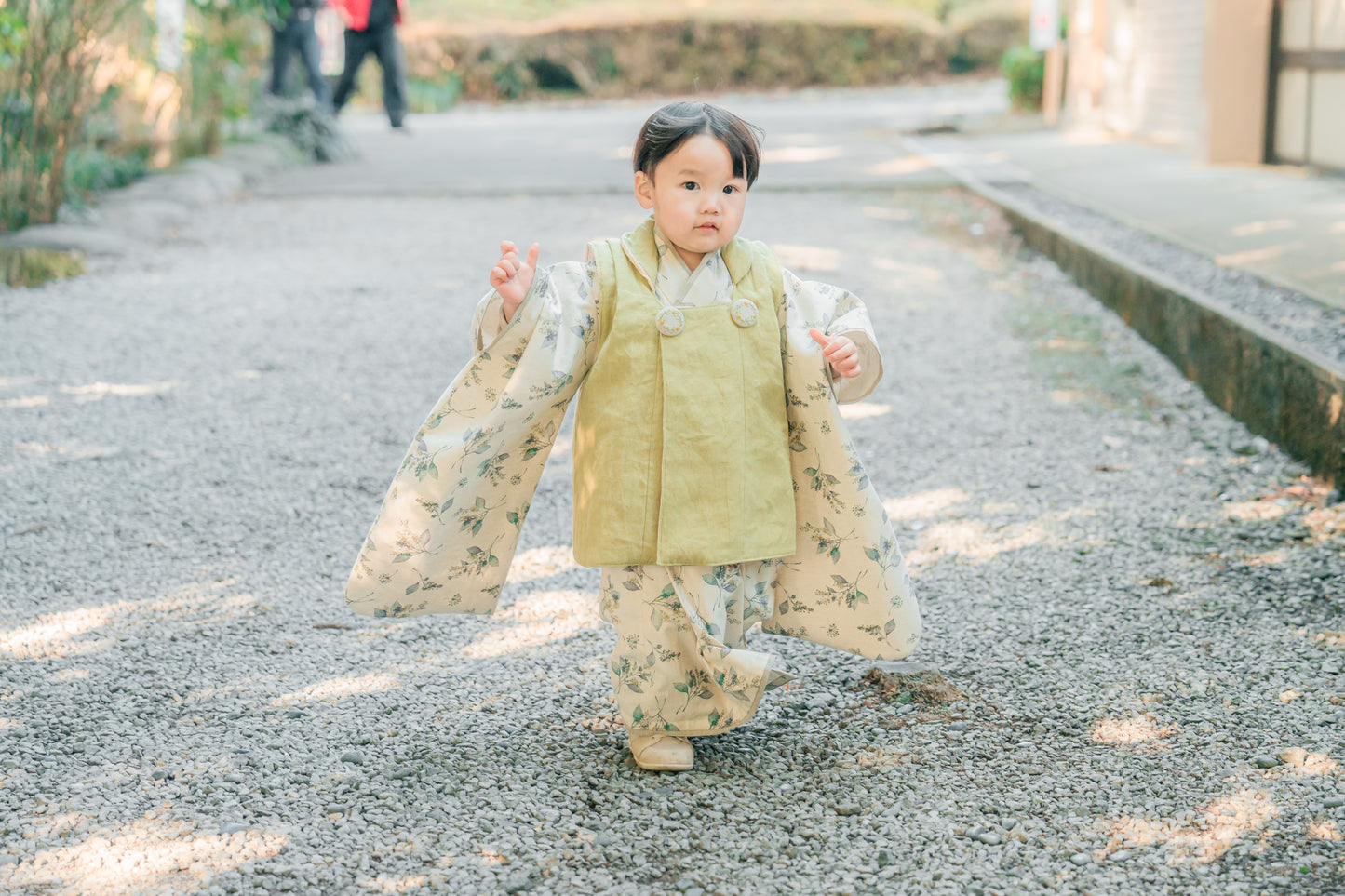 北欧ボタニカル柄 子供着物＆リバーシブル被布 七五三 3歳 男の子 女の子 753 キッズ 浴衣