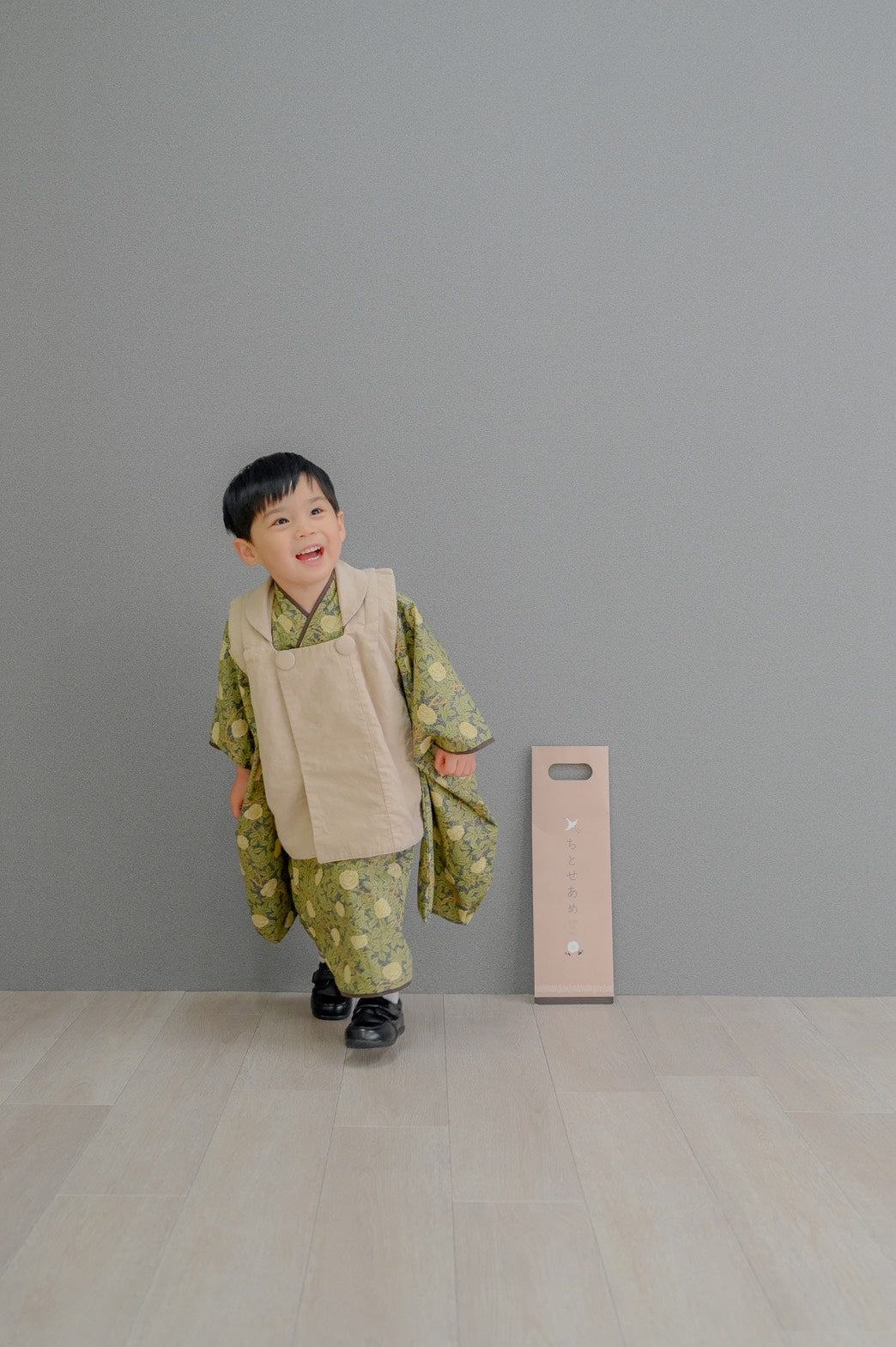 モリス柄 子供着物&リバーシブル被布 七五三 3歳 男の子 753 キッズ