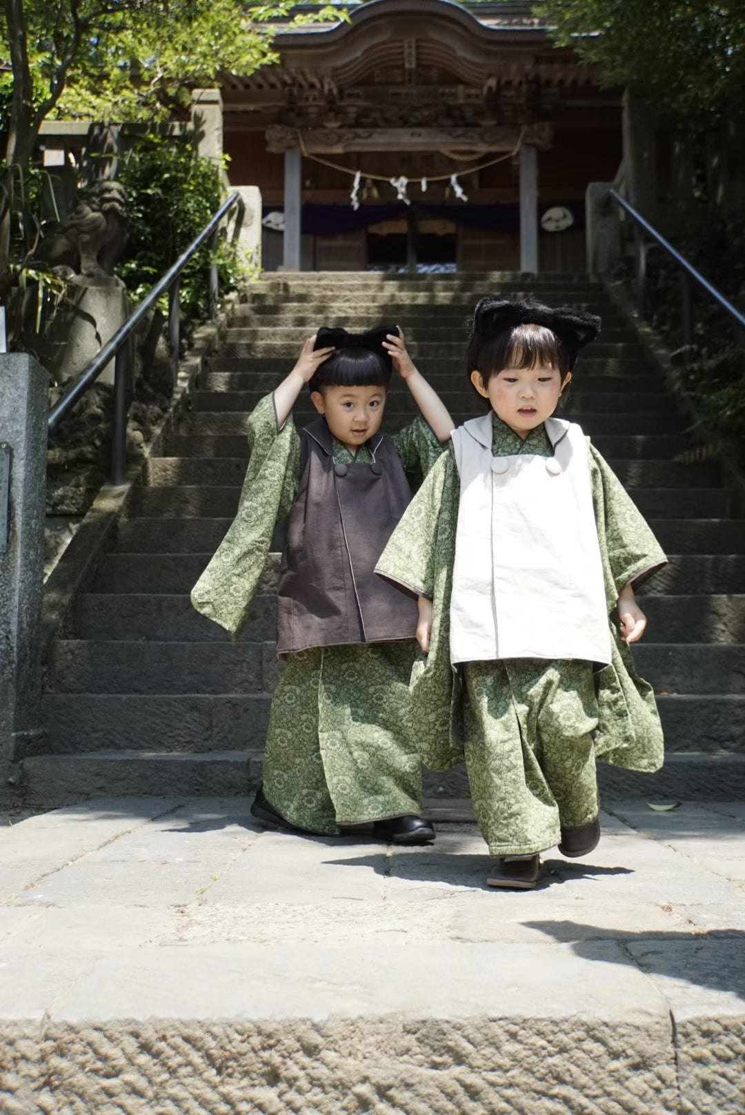 3歳 男の子 レンタル着物「10泊11日」753 リバーシブル被布（Greenモリス）