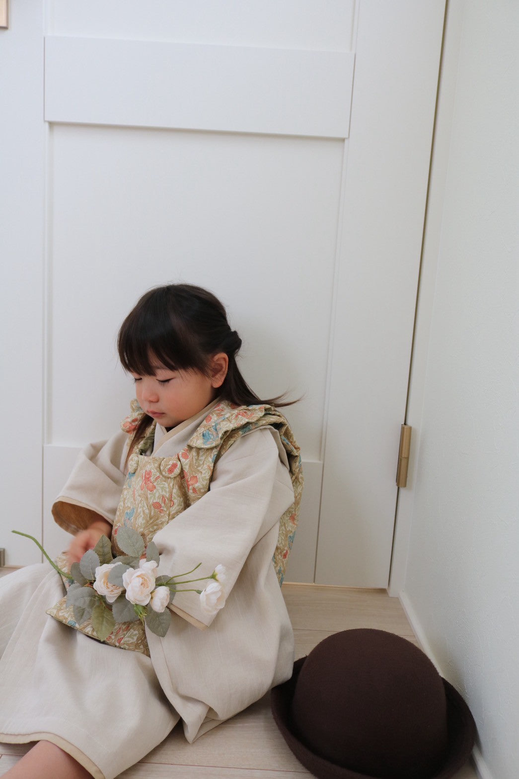 3歳 女の子 レンタル着物「10泊11日」753 リバーシブル被布（シフォン）